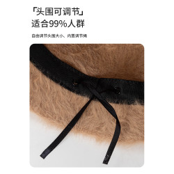 白色兔毛帽子女秋冬季毛絨漁夫帽大頭圍冬天毛毛水桶帽盆帽顯臉小