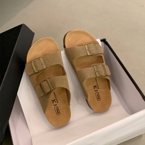 踩屎感真皮厚底勃肯鞋女夏季外穿2025新款半拖鞋一字帶博肯涼拖鞋 踩屎感真皮厚底勃肯鞋女夏季外穿2025新款半拖鞋一字帶博肯涼拖鞋