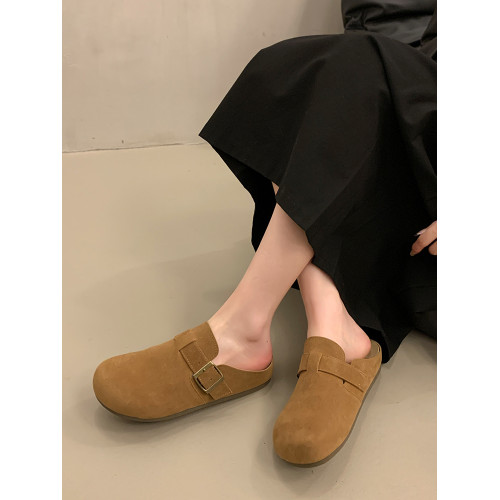 軟底勃肯鞋女厚底拖鞋外穿2025秋冬新款一腳蹬博肯包頭半拖鞋涼拖