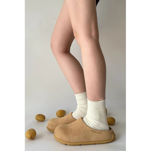 醜萌小土豆勃肯鞋女2025新款秋季外穿厚底懶人鞋一腳蹬包頭半拖鞋