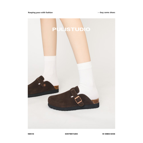 真皮軟木底勃肯鞋女拖鞋外穿大碼男女同款博肯鞋小個子包頭半拖 真皮軟木底勃肯鞋女拖鞋外穿大碼男女同款博肯鞋小個子包頭半拖