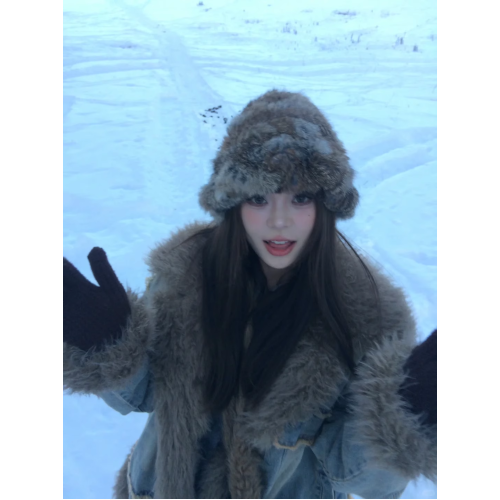 兔毛帽子女秋冬款東北保暖防寒毛線帽顯臉小皮草護耳毛絨帽漁夫帽 兔毛帽子女秋冬款東北保暖防寒毛線帽顯臉小皮草護耳毛絨帽漁夫帽