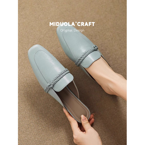 羊皮版~包頭半拖鞋女夏外穿2025新款夏季女士涼鞋平底涼拖穆勒鞋 羊皮版~包頭半拖鞋女夏外穿2025新款夏季女士涼鞋平底涼拖穆勒鞋