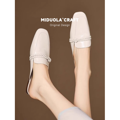 羊皮版~包頭半拖鞋女夏外穿2025新款夏季女士涼鞋平底涼拖穆勒鞋 羊皮版~包頭半拖鞋女夏外穿2025新款夏季女士涼鞋平底涼拖穆勒鞋