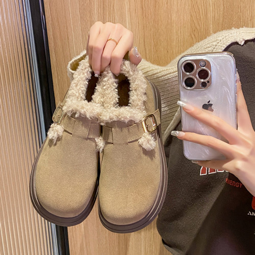 加絨勃肯鞋女2025新款冬季懶人鞋包頭博肯女鞋低幫雪地靴保暖棉鞋 加絨勃肯鞋女2025新款冬季懶人鞋包頭博肯女鞋低幫雪地靴保暖棉鞋