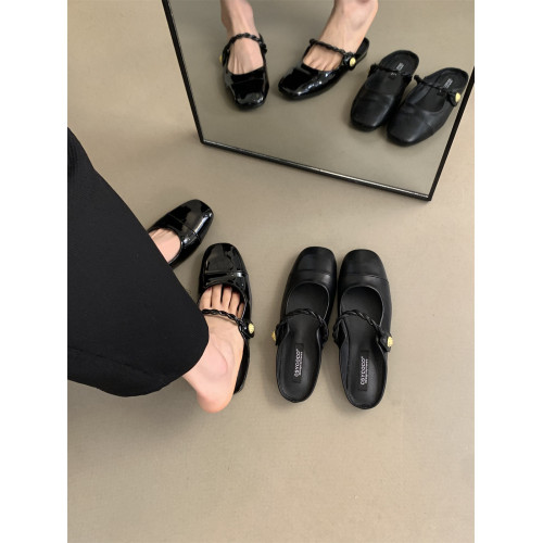 女士包頭半拖鞋女夏外穿新款法式仙女晚風瑪麗珍單鞋平底穆勒涼拖