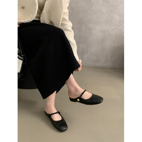 女士包頭半拖鞋女夏外穿新款法式仙女晚風瑪麗珍單鞋平底穆勒涼拖