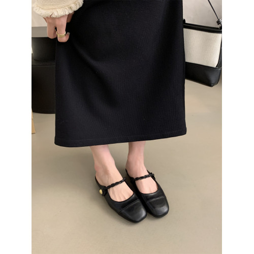 女士包頭半拖鞋女夏外穿新款法式仙女晚風瑪麗珍單鞋平底穆勒涼拖