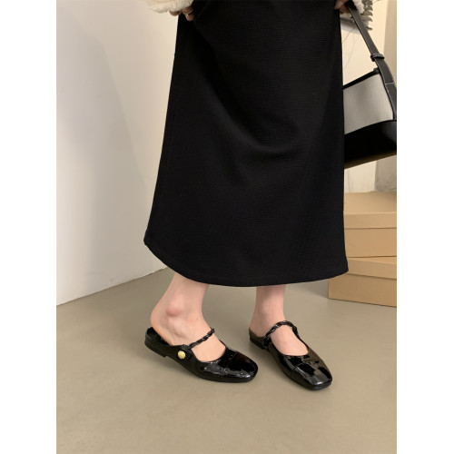 女士包頭半拖鞋女夏外穿新款法式仙女晚風瑪麗珍單鞋平底穆勒涼拖