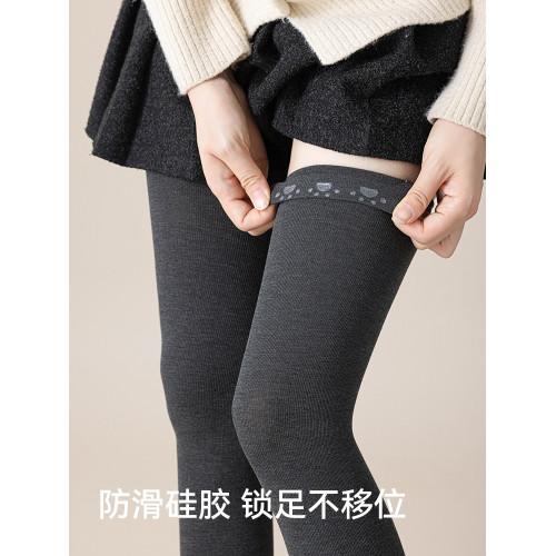 貓人過膝長筒襪子女秋冬季加厚加絨矽膠防滑大腿襪強力瘦腿壓力襪