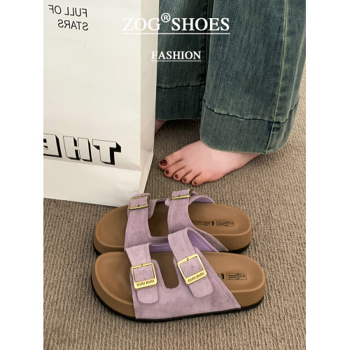 厚底拖鞋女夏外穿2025新款超火高級感沙灘一字拖紫色勃肯鞋涼拖鞋 厚底拖鞋女夏外穿2025新款超火高級感沙灘一字拖紫色勃肯鞋涼拖鞋