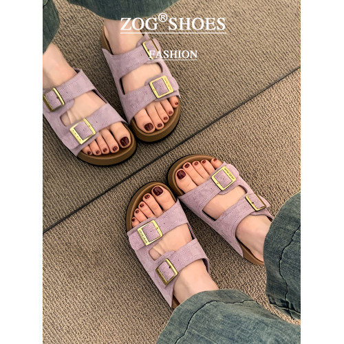 厚底拖鞋女夏外穿2025新款超火高級感沙灘一字拖紫色勃肯鞋涼拖鞋 厚底拖鞋女夏外穿2025新款超火高級感沙灘一字拖紫色勃肯鞋涼拖鞋