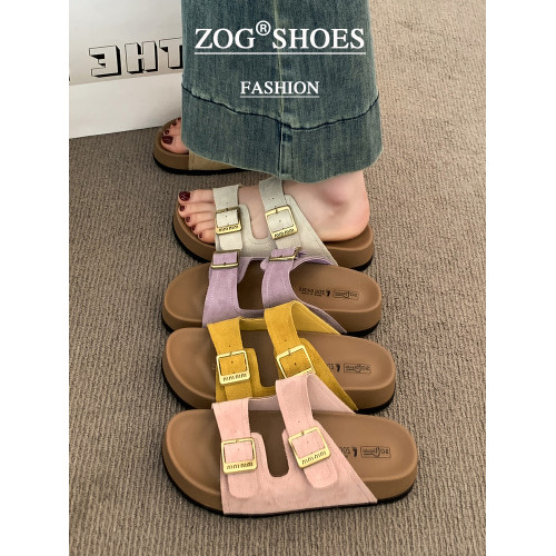 厚底拖鞋女夏外穿2025新款超火高級感沙灘一字拖紫色勃肯鞋涼拖鞋 厚底拖鞋女夏外穿2025新款超火高級感沙灘一字拖紫色勃肯鞋涼拖鞋