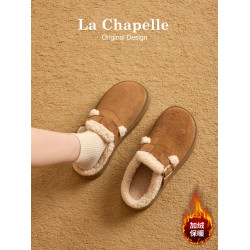 拉夏貝爾厚底勃肯鞋女2025新款冬季棉鞋加絨雪地靴毛毛鞋低幫短靴