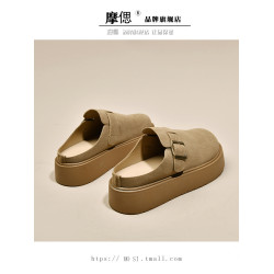 松糕厚底勃肯鞋包頭半拖鞋女外穿2025新款春夏一腳蹬涼拖鞋博肯鞋