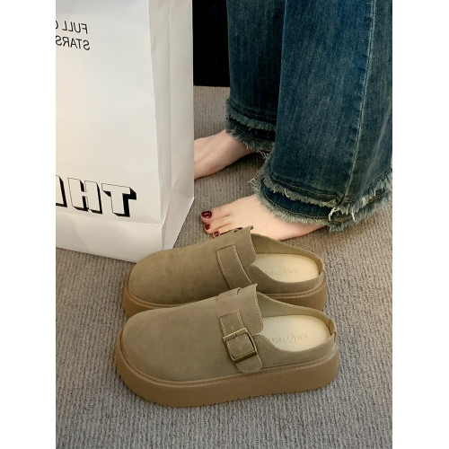 松糕厚底勃肯鞋包頭半拖鞋女外穿2025新款春夏一腳蹬涼拖鞋博肯鞋