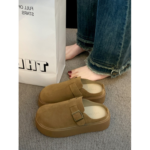 松糕厚底勃肯鞋包頭半拖鞋女外穿2025新款春夏一腳蹬涼拖鞋博肯鞋