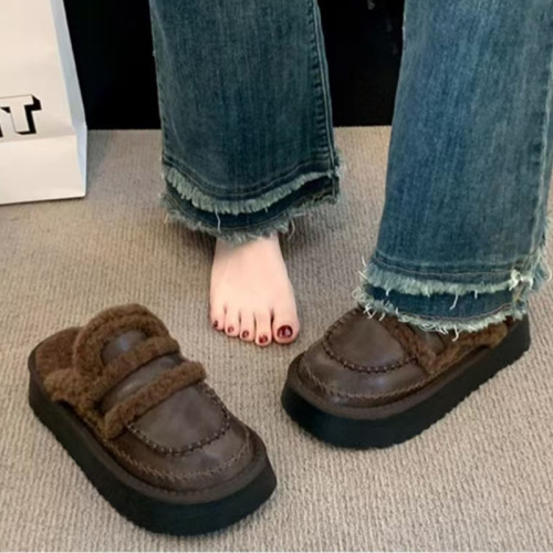 厚底勃肯鞋女外穿毛毛拖鞋2025新款秋冬加絨雪地靴包頭半拖鞋棉拖 厚底勃肯鞋女外穿毛毛拖鞋2025新款秋冬加絨雪地靴包頭半拖鞋棉拖