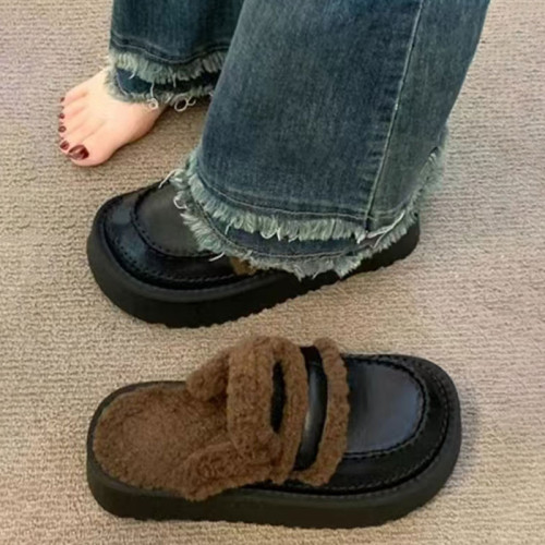 厚底勃肯鞋女外穿毛毛拖鞋2025新款秋冬加絨雪地靴包頭半拖鞋棉拖 厚底勃肯鞋女外穿毛毛拖鞋2025新款秋冬加絨雪地靴包頭半拖鞋棉拖