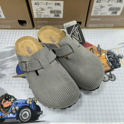 Blingbird牛皮版燈芯絨勃肯鞋男女同款復古包頭拖鞋懶人鞋博肯鞋