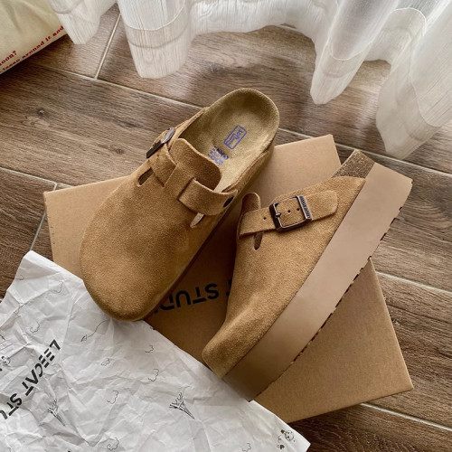 厚底勃肯鞋半拖女2025春季新款外穿包頭拖鞋一腳蹬內增高博肯鞋子 厚底勃肯鞋半拖女2025春季新款外穿包頭拖鞋一腳蹬內增高博肯鞋子