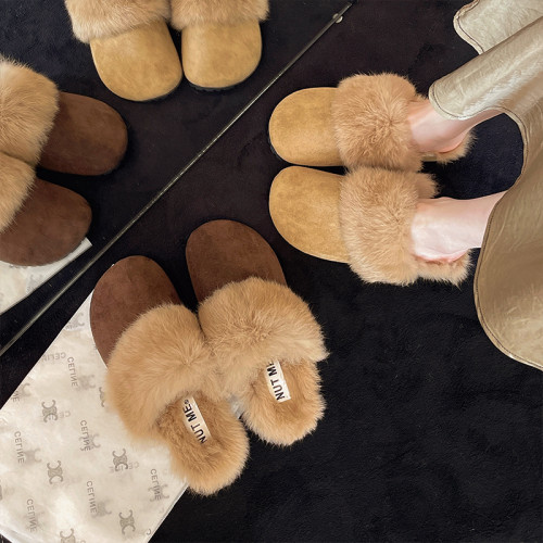 巨好看厚底加絨勃肯鞋包頭半拖鞋女外穿2025新款秋冬天毛毛棉拖鞋