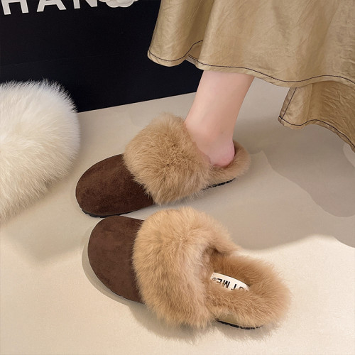 巨好看厚底加絨勃肯鞋包頭半拖鞋女外穿2025新款秋冬天毛毛棉拖鞋