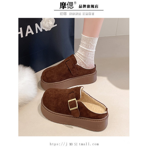厚底增高加絨勃肯鞋包頭半拖鞋女外穿2025新款懶人秋冬毛毛棉拖鞋 厚底增高加絨勃肯鞋包頭半拖鞋女外穿2025新款懶人秋冬毛毛棉拖鞋