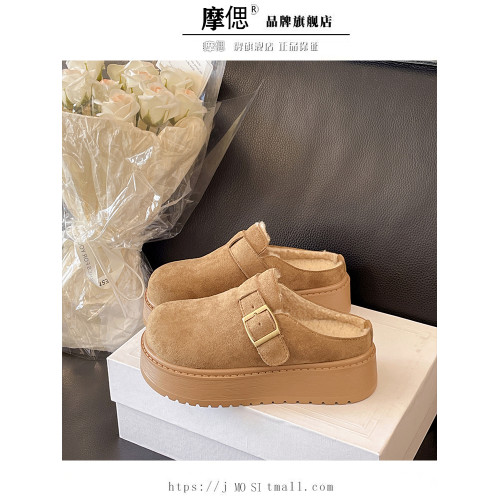 厚底增高加絨勃肯鞋包頭半拖鞋女外穿2025新款懶人秋冬毛毛棉拖鞋 厚底增高加絨勃肯鞋包頭半拖鞋女外穿2025新款懶人秋冬毛毛棉拖鞋