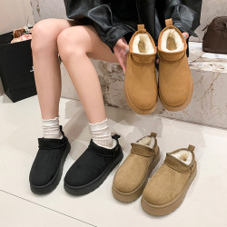 厚底增高勃肯鞋女加絨保暖雪地靴2025新款冬季休閒樂福鞋毛毛棉鞋