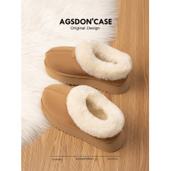 厚底白色雪地靴女款冬季2024新款加絨加厚勃肯鞋毛毛棉鞋低幫短靴