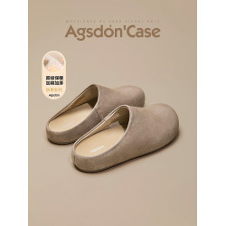 厚底加絨勃肯鞋女2025新款冬季春一腳蹬包頭半拖棉鞋子毛絨雪地靴