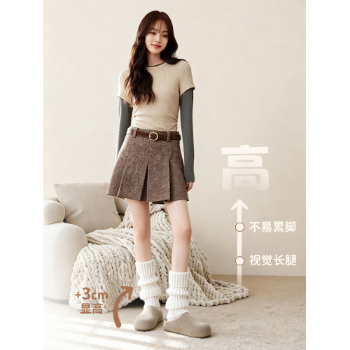 厚底加絨勃肯鞋女2025新款冬季春一腳蹬包頭半拖棉鞋子毛絨雪地靴 厚底加絨勃肯鞋女2025新款冬季春一腳蹬包頭半拖棉鞋子毛絨雪地靴