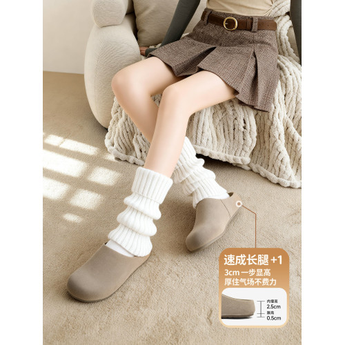 厚底加絨勃肯鞋女2025新款冬季春一腳蹬包頭半拖棉鞋子毛絨雪地靴 厚底加絨勃肯鞋女2025新款冬季春一腳蹬包頭半拖棉鞋子毛絨雪地靴