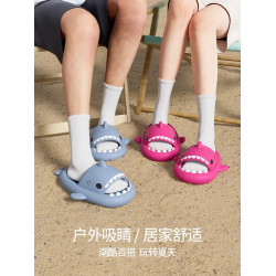 鯊魚拖鞋夏季男女情侶室內外穿防滑加厚抗菌洗澡沙灘踩屎感涼拖鞋
