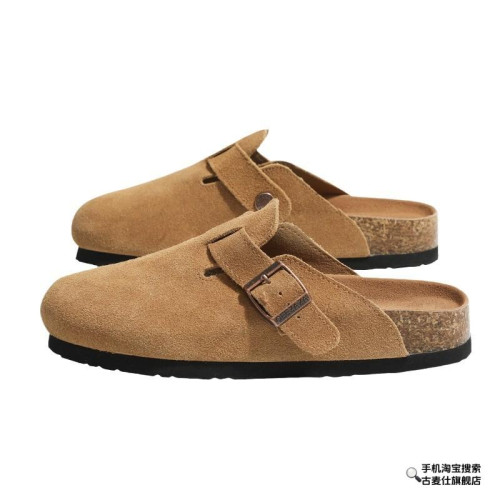 厚底勃肯鞋半拖女2025秋冬新款復古一腳蹬包頭拖鞋內增高博肯鞋子