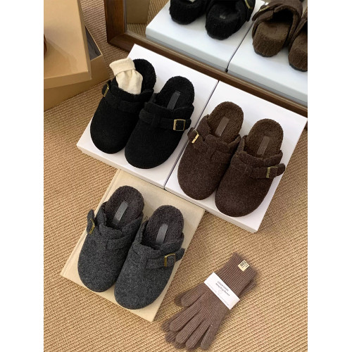 內增高灰色毛毛鞋女外穿2025秋冬厚底勃肯鞋加絨厚底包頭半拖棉鞋 內增高灰色毛毛鞋女外穿2025秋冬厚底勃肯鞋加絨厚底包頭半拖棉鞋