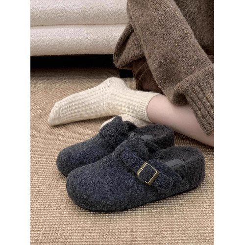 內增高灰色毛毛鞋女外穿2025秋冬厚底勃肯鞋加絨厚底包頭半拖棉鞋 內增高灰色毛毛鞋女外穿2025秋冬厚底勃肯鞋加絨厚底包頭半拖棉鞋