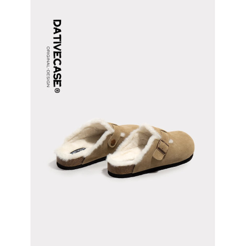 毛毛勃肯鞋女2025新款秋冬季爆款一腳蹬加絨博肯懶人單鞋厚底半拖 毛毛勃肯鞋女2025新款秋冬季爆款一腳蹬加絨博肯懶人單鞋厚底半拖