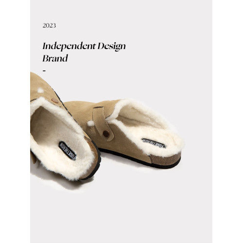 毛毛勃肯鞋女2025新款秋冬季爆款一腳蹬加絨博肯懶人單鞋厚底半拖 毛毛勃肯鞋女2025新款秋冬季爆款一腳蹬加絨博肯懶人單鞋厚底半拖