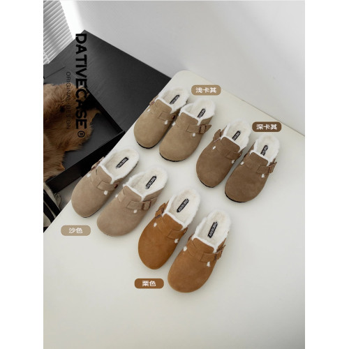 毛毛勃肯鞋女2025新款秋冬季爆款一腳蹬加絨博肯懶人單鞋厚底半拖 毛毛勃肯鞋女2025新款秋冬季爆款一腳蹬加絨博肯懶人單鞋厚底半拖