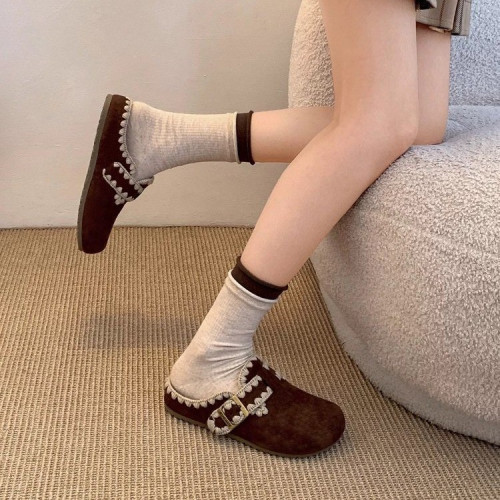 2025秋冬新款復古包頭勃肯鞋女外穿包頭半拖鞋一腳蹬懶人鞋 2025秋冬新款復古包頭勃肯鞋女外穿包頭半拖鞋一腳蹬懶人鞋