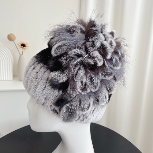 時尚獺兔毛帽子女狐狸毛花帽秋冬韓版保暖毛線護耳真皮毛皮草帽子 時尚獺兔毛帽子女狐狸毛花帽秋冬韓版保暖毛線護耳真皮毛皮草帽子