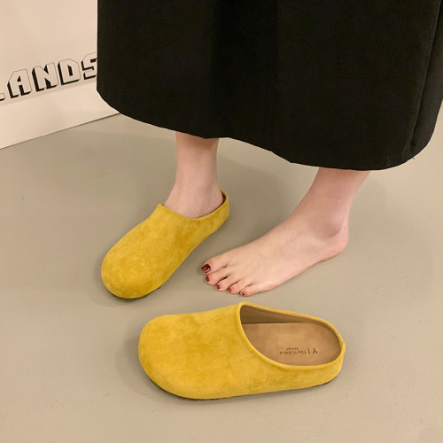 厚底勃肯鞋女2025春季博肯一腳蹬嬾人鞋包頭半拖鞋森系內增高單鞋