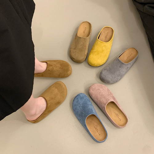 厚底勃肯鞋女2025春季博肯一腳蹬嬾人鞋包頭半拖鞋森系內增高單鞋