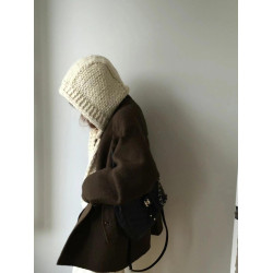 Overtake手工羊毛帽帽子圍巾一體 秋冬搭配毛線帽 韓國東大門坎肩