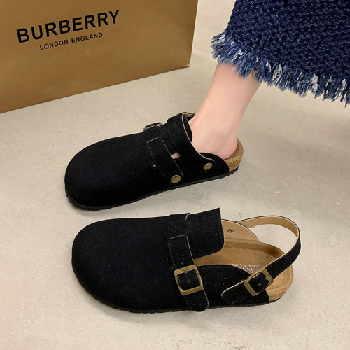 復古休閒勃肯鞋女鞋2024新款夏季外穿軟木厚底兩穿涼鞋包頭半拖鞋