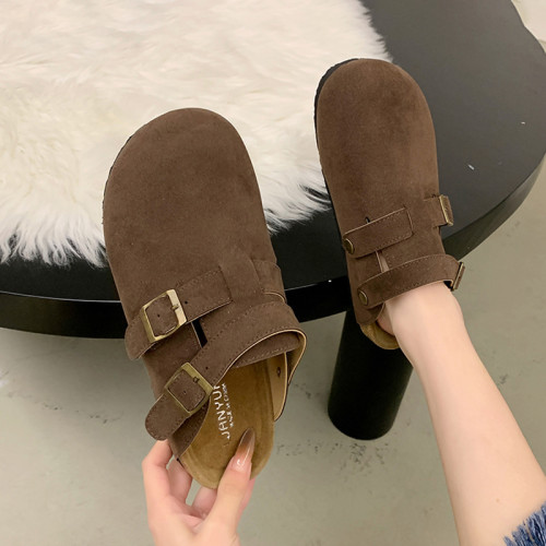 復古休閒勃肯鞋女鞋2024新款夏季外穿軟木厚底兩穿涼鞋包頭半拖鞋