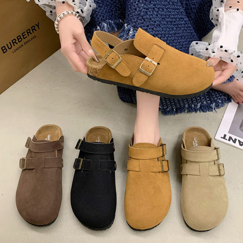 復古休閒勃肯鞋女鞋2024新款夏季外穿軟木厚底兩穿涼鞋包頭半拖鞋