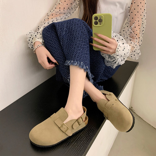 復古休閒勃肯鞋女鞋2024新款夏季外穿軟木厚底兩穿涼鞋包頭半拖鞋
